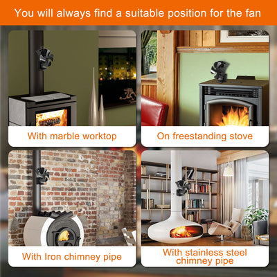 VODA 3-in-1 Wood Burning 4 Blades Heat Powered Fan with Magnet VODA SHOP