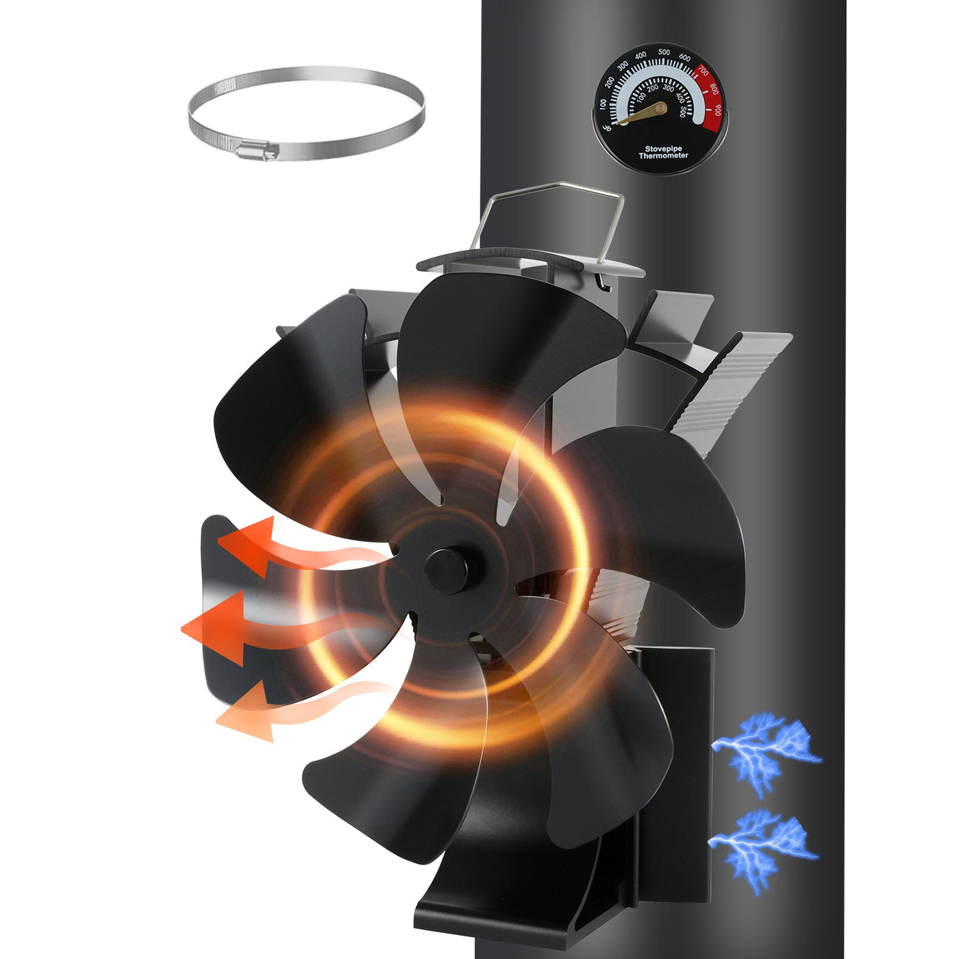 3-in-1 Fireplace Fan 6 Sheets Magnetic Oven Fan with Thermometer VODA SHOP