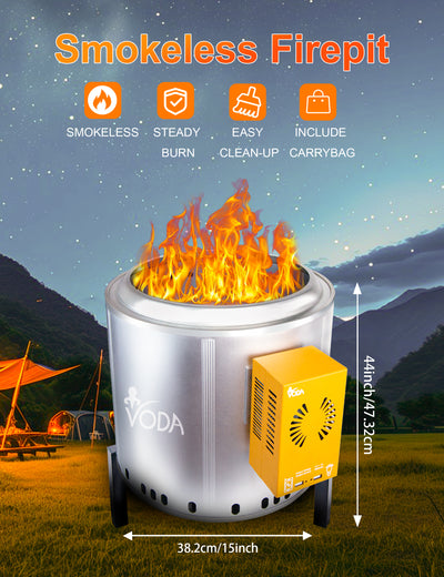 VODA New design heat powered generator 15'' large smokeless fire pit for charging cell phone and lighting power supply VODA SHOP