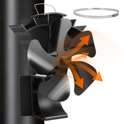 VODA Magnetic 5-Blade wood stove Chimney Fan3-in-1 Stove Fan with Adjustable Strap VODA SHOP