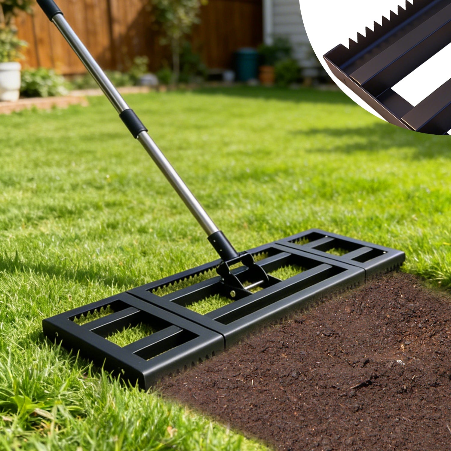Builders Leveling Rake Ground Leveler Heavy Duty Lawn Leveling Rake for Leveling Sand and Gra ...