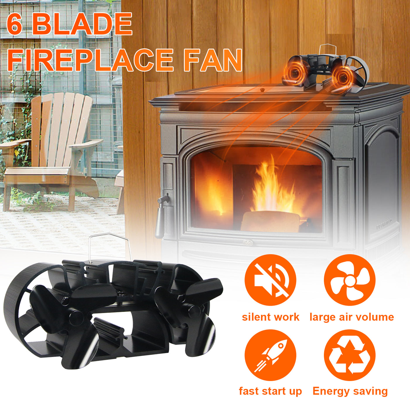 Mini 3.9 Inches Twin Motors Stove Fan VDSF623B VODA SHOP