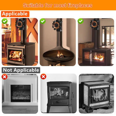 8 Blades Magnetic Stove Fan for Stove Pipe with Thermometer VODA SHOP
