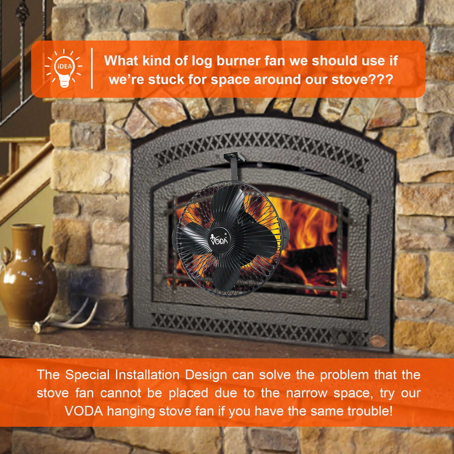 Stove Shell VODA Hanging Wood Burner Stove Fan With Protecting shell – VODA SHOP