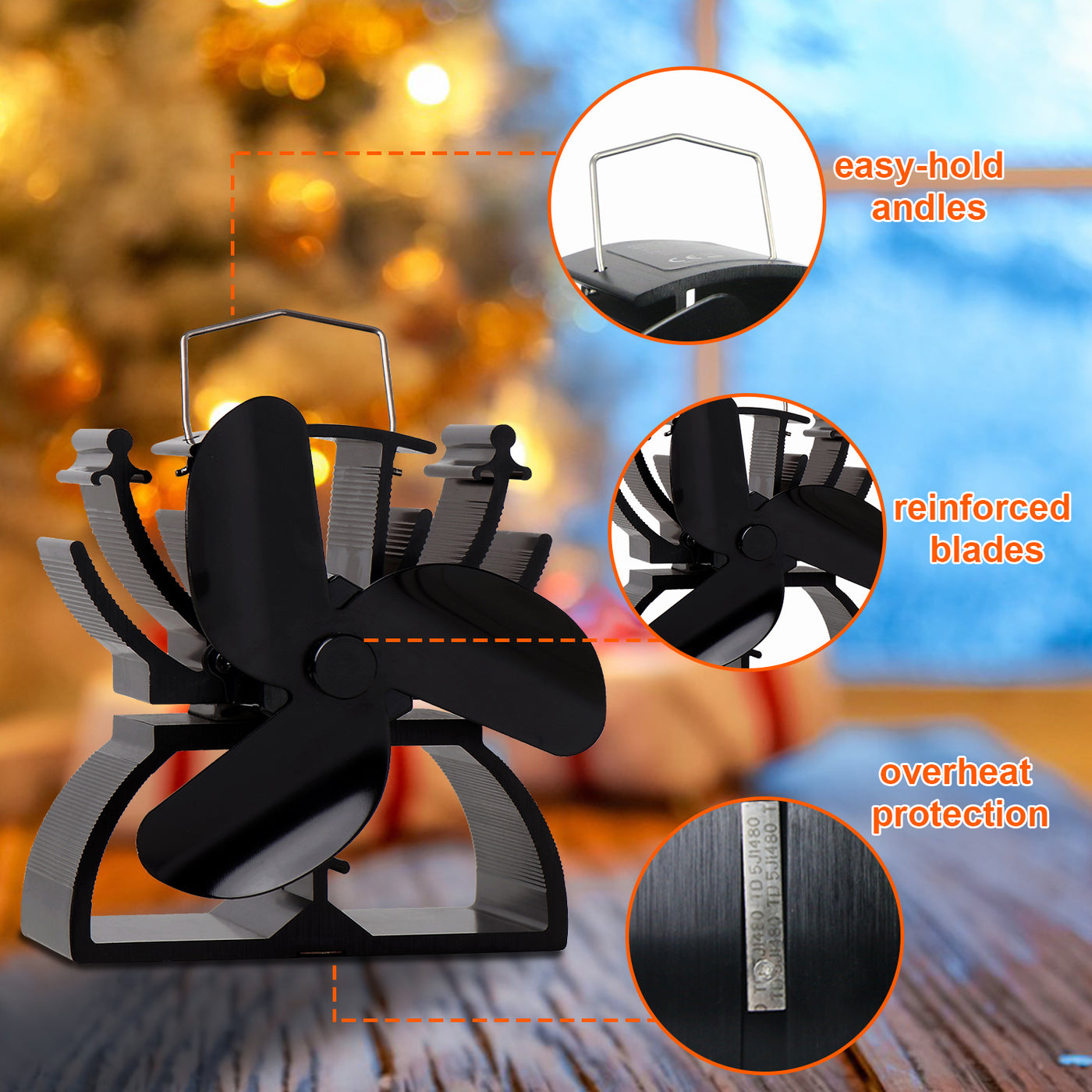 Mini Heat Powered Stove Fan VDSF633R VODA SHOP