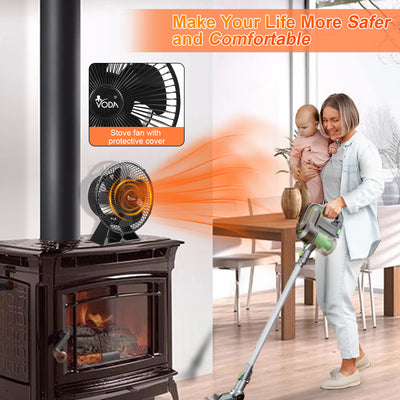 VODA Heat Powered Stove Fan with Protective 4 Blades Slient Fireplace Fan VODA SHOP