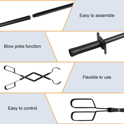 VODA Fireplace Accessories Fire Poker and Fireplace Tongs Set for Fire Pit Bonfire Wood Stove VODA SHOP
