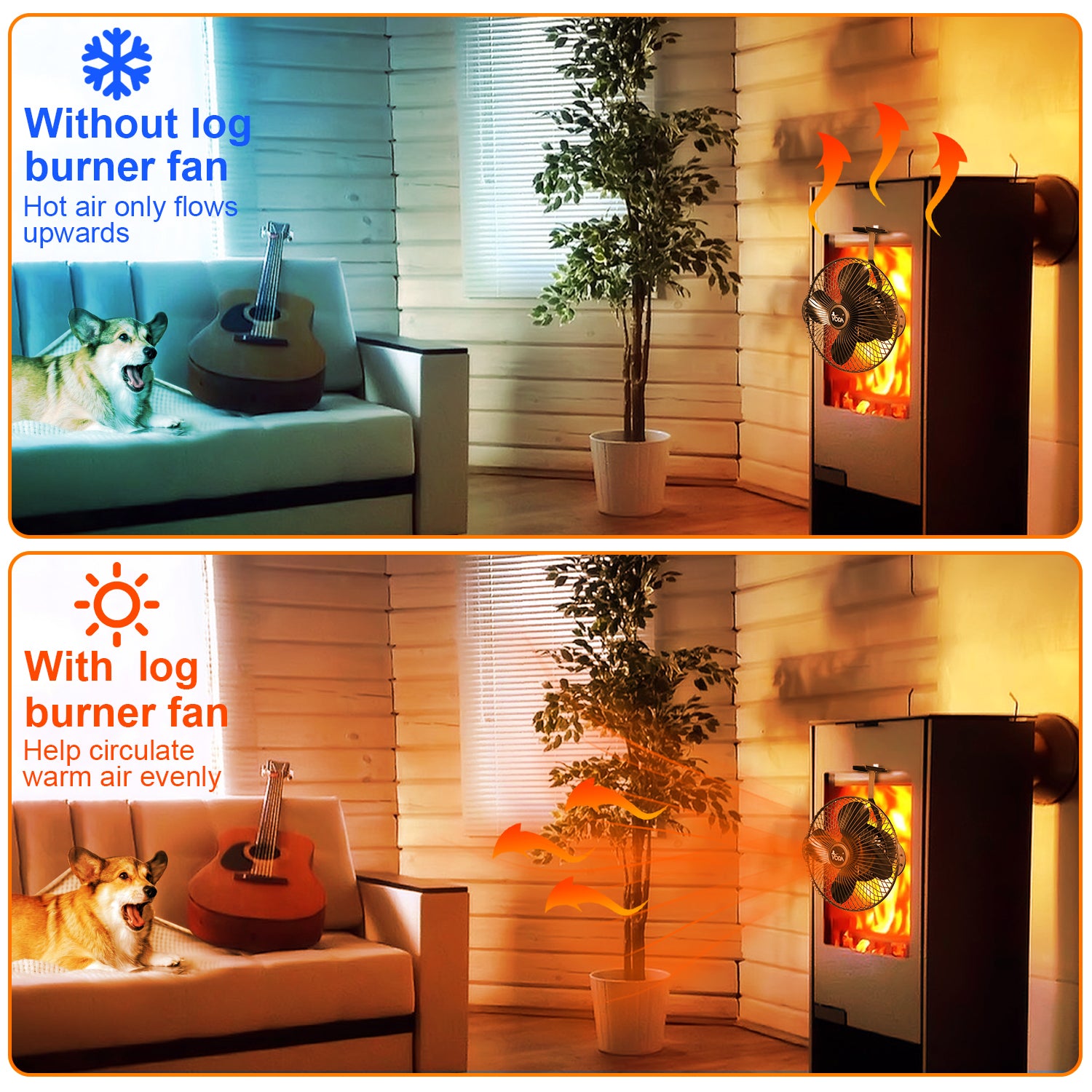 VODA Hanging Wood Burner Stove Fan With Protecting shell – VODA SHOP