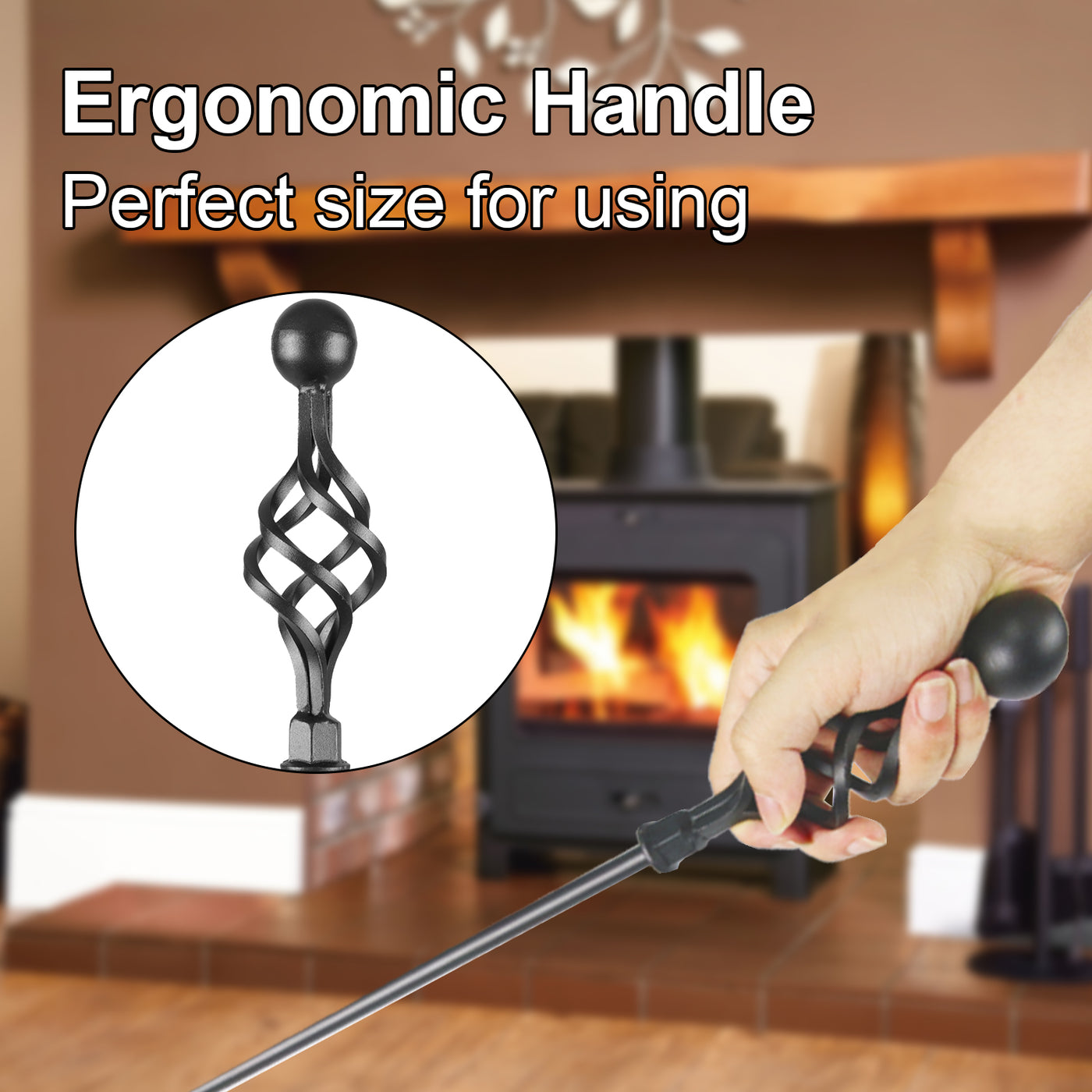 VODA 5-Piece Outdoor Holder Fireplace Accessories Large Fire Kit Fireplace Tools Set VODA SHOP