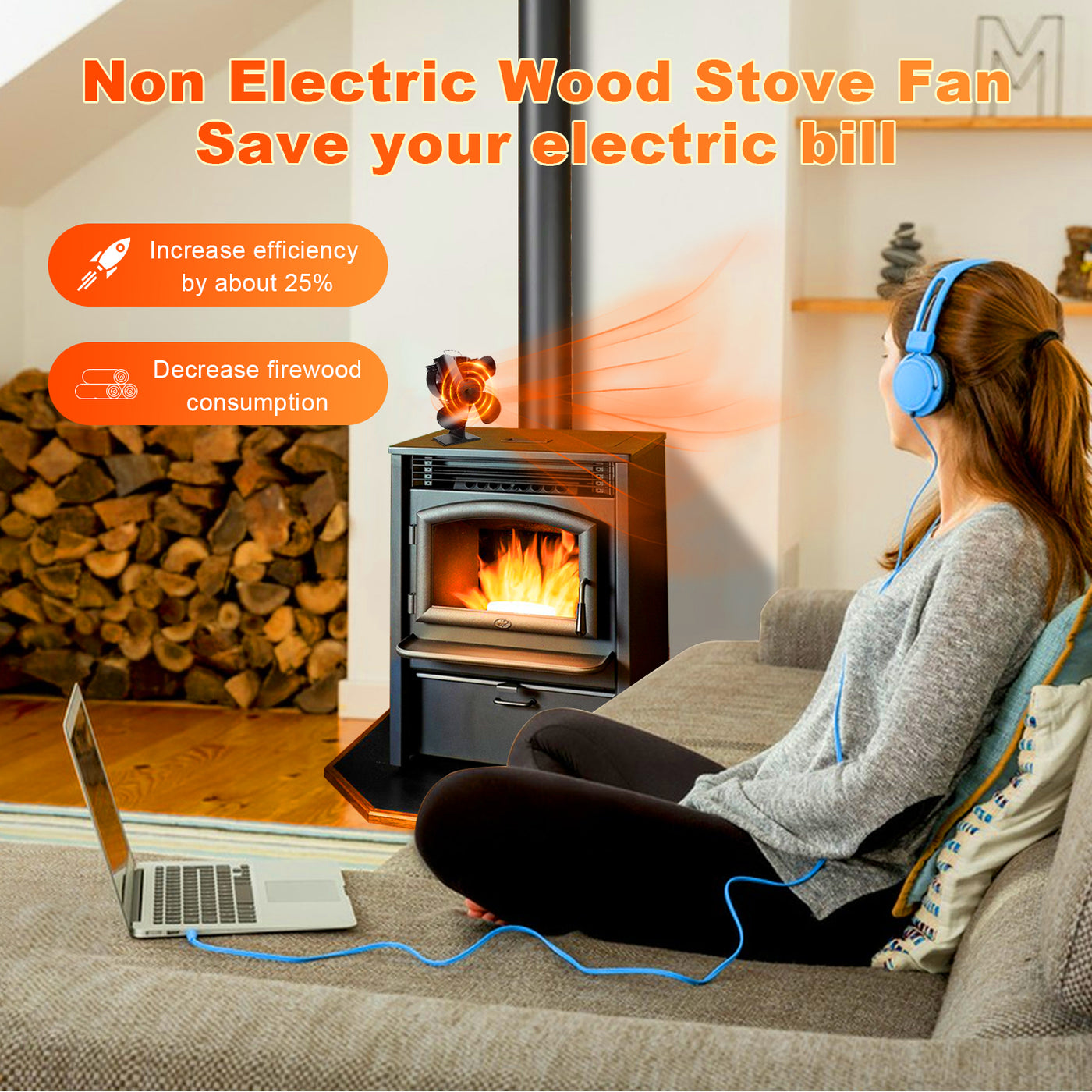Popular 4 BLADE STOVE FAN VDSF654 VODA SHOP