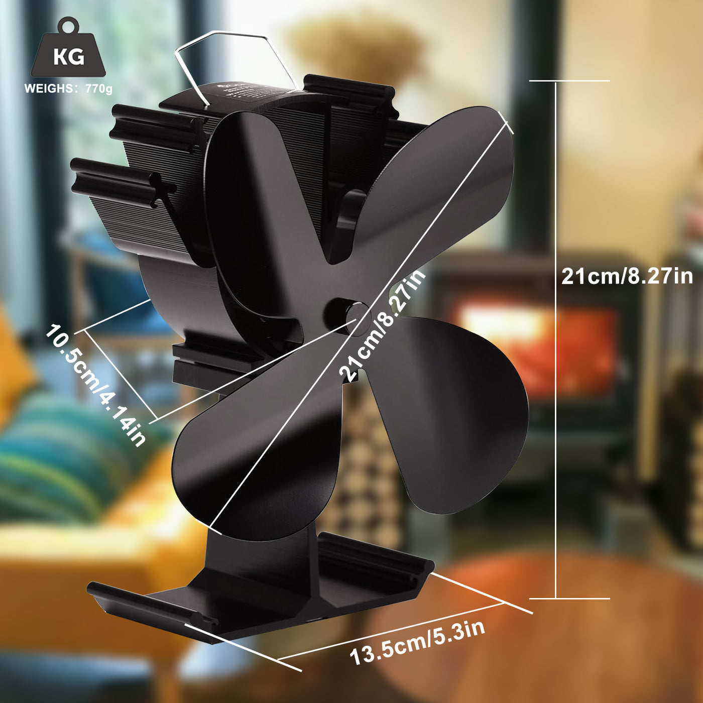 4 Blade Stove Fan VDSF614B VODA SHOP