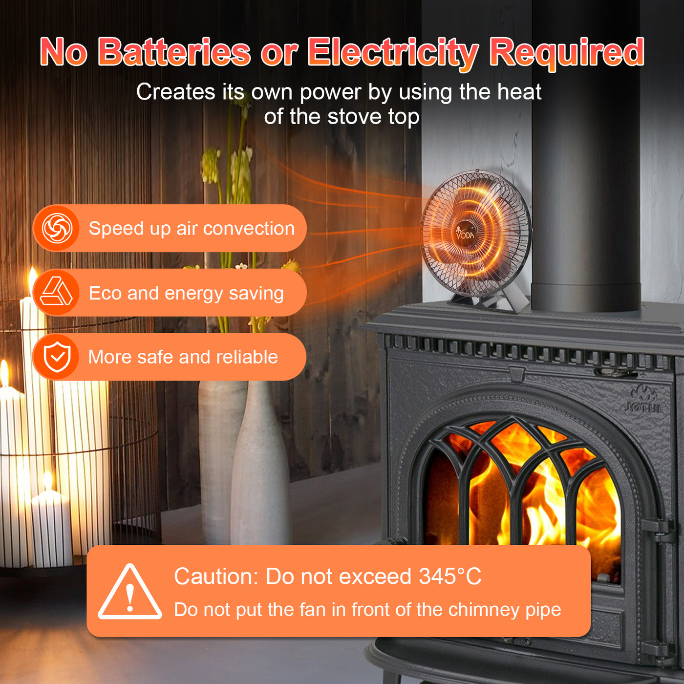 Stove Thermometer VDTM300 And Stove Fan with Protective Cover VDSF643BZ VODA SHOP