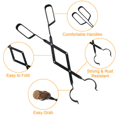 VODA Fireplace Accessories Fire Poker and Fireplace Tongs Set for Fire Pit Bonfire Wood Stove VODA SHOP