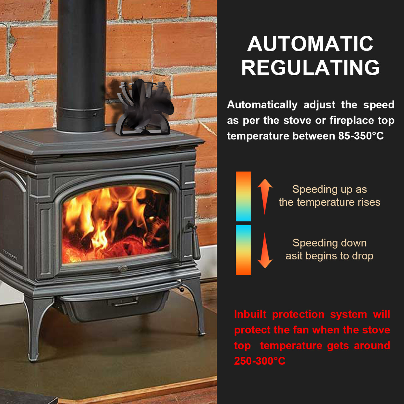 Mini Heat Powered Stove Fan VDSF633R VODA SHOP