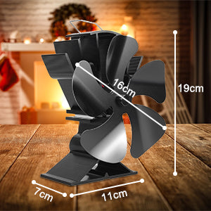 Oscillating Wood Stove Fan, 5-Blade Heat-Powered