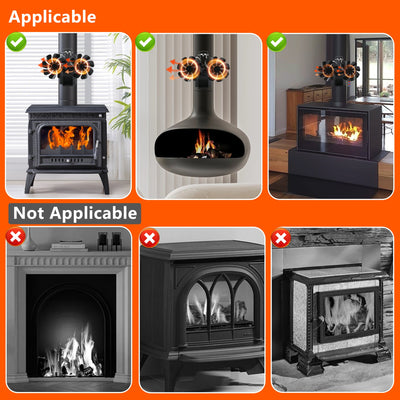 16 blades Magnetic Heat Powered 3-in-1 Fireplace Fan with Thermometer VODA SHOP