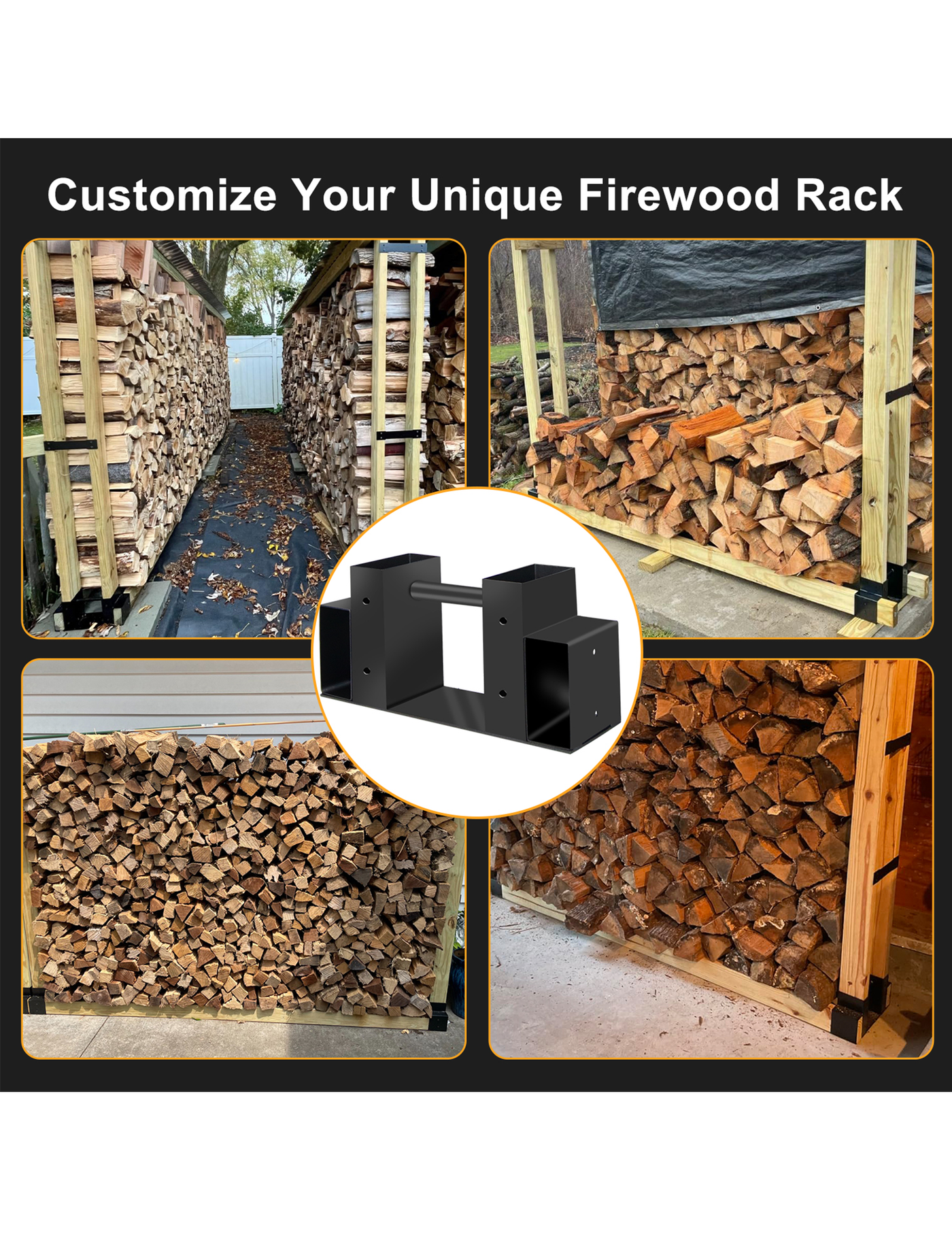 VODA 2-tier wood bracket kit for 2x4 lumber heavy duty firewood storage VODA SHOP