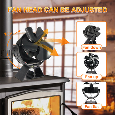 VODA Newly Designed 5 Blades Wood Stove Fan Heat Powered with 180°Adjustment Rotation VODA SHOP