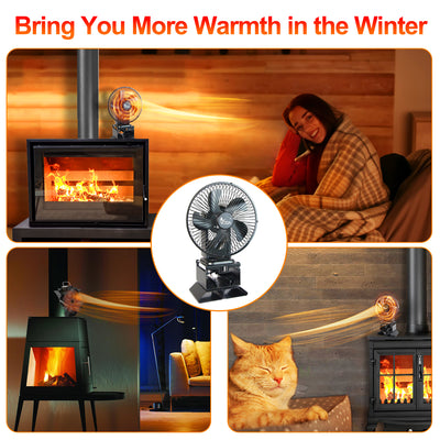 New Arrival Safety Heat Powered Oscillating Stove Fan with Shell Protection VDSF695RB VODA SHOP
