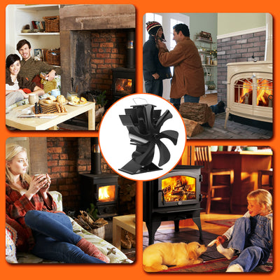 VODA Wood Burner Stove Fan Heat Powered Stove Fan with Bracket for Buddy Heater/Pellet/Wood stove/Fireplace VODA SHOP