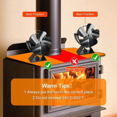 VODA Newly Designed 5 Blades Wood Stove Fan Heat Powered with 180°Adjustment Rotation VODA SHOP