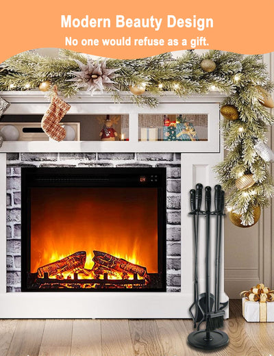 VODA new modern 5 pcs fireplace tools set with 2-in-1 poker function for indoor outdoor using VODA SHOP