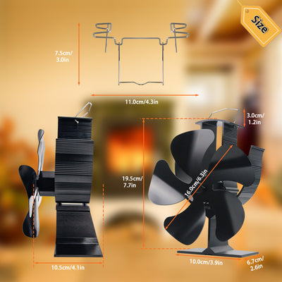 5 Blades for Buddy Heater Wood Stove Fan Heat Powered Stove Fan with Metal Clip VODA SHOP