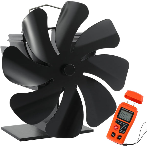 Mini Wood Stove Fan Heat Powered Stove Fan with Moisture Meter VODA SHOP