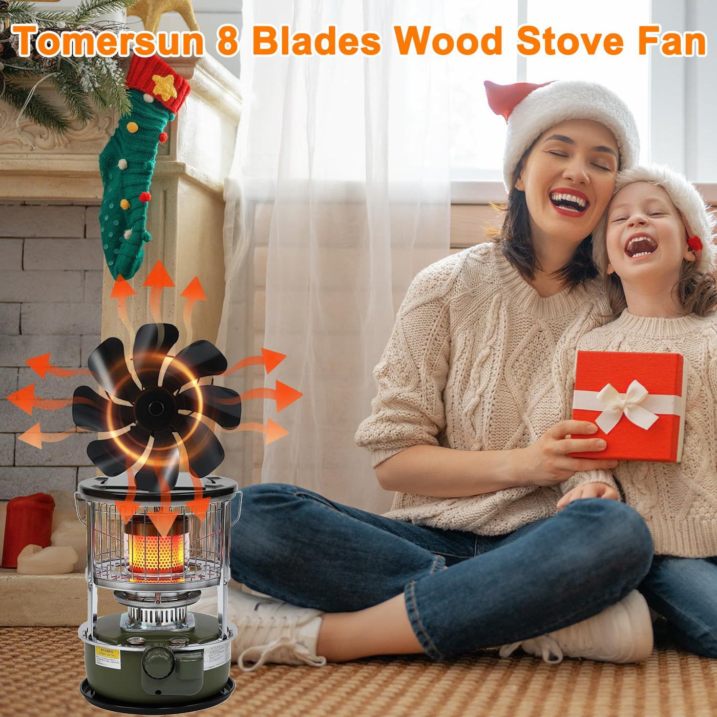 Mini Wood Stove Fan Heat Powered Stove Fan with Moisture Meter VODA SHOP