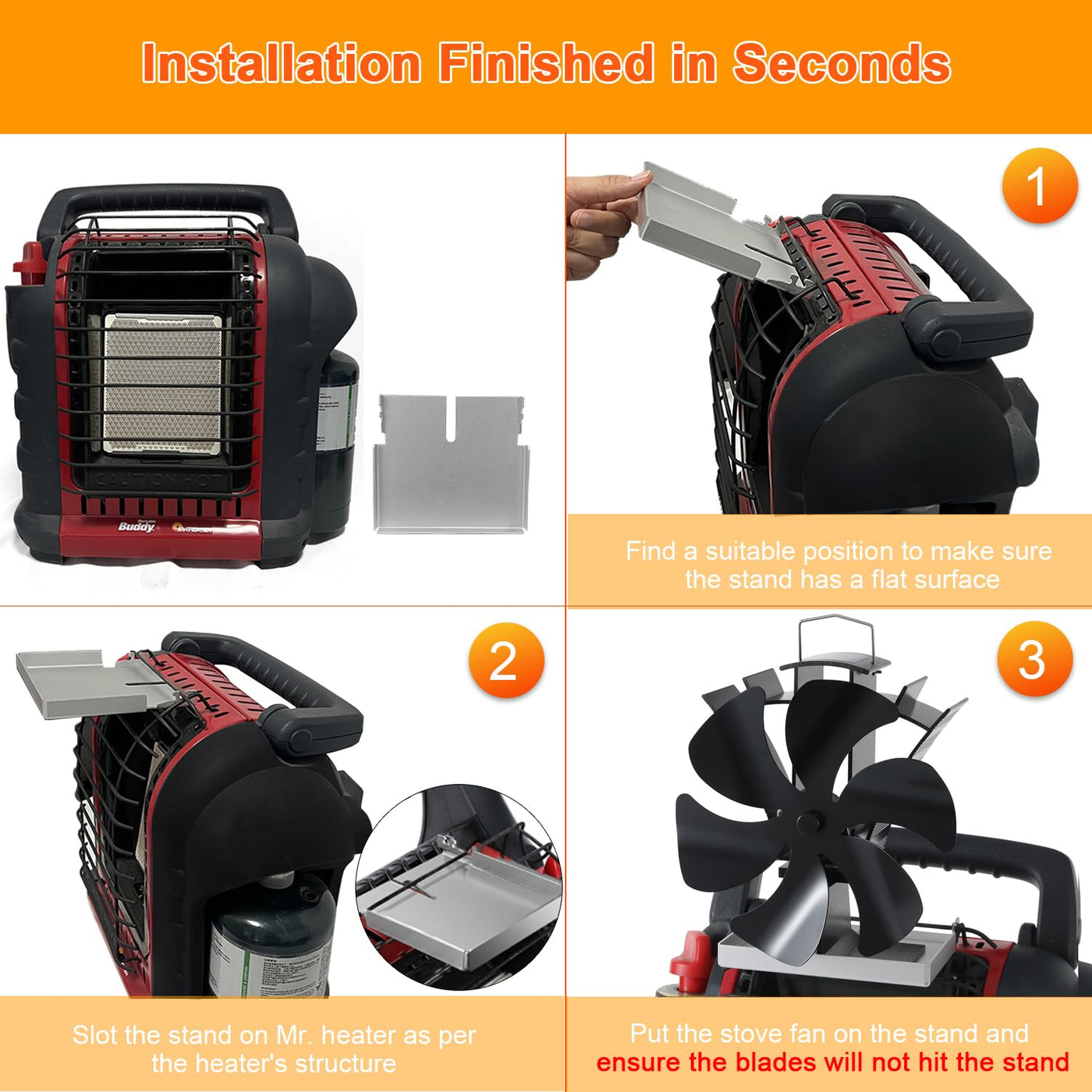 VODA Non Electric Thermoelectric Thermal Fan 6 Blades with Bracket & Stove Thermometer Accessories VODA SHOP