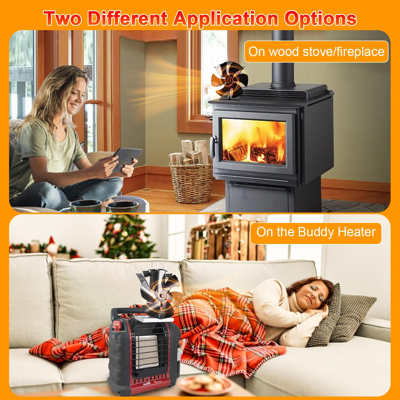 VODA Non Electric Thermoelectric Thermal Fan 6 Blades with Bracket & Stove Thermometer Accessories VODA SHOP