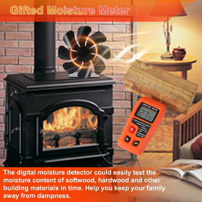 Mini Wood Stove Fan Heat Powered Stove Fan with Moisture Meter VODA SHOP