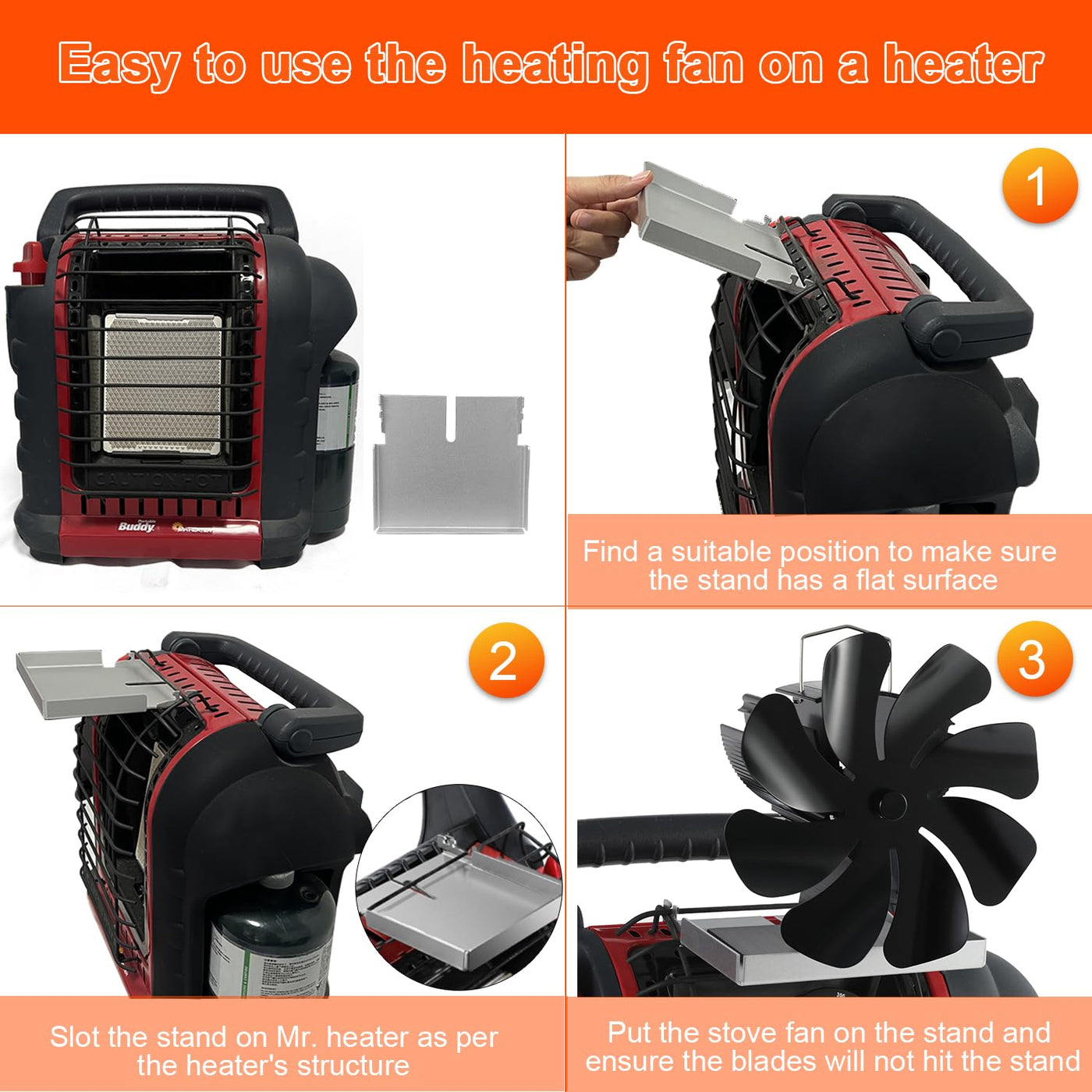 VODA Buddy Heater 8 Blades Heat Powered Activated Stove Fans with Bracket for Wood Burning Stoves VODA SHOP