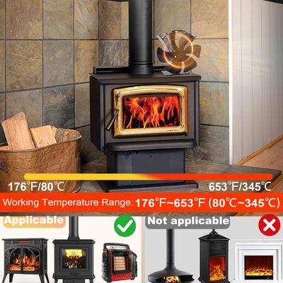 VODA Non Electric Thermoelectric Thermal Fan 6 Blades with Bracket & Stove Thermometer Accessories VODA SHOP