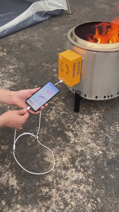 VODA New design heat powered generator 15'' large smokeless fire pit for charging cell phone and lighting power supply